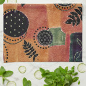 抽象芸術幾何学円の形状と葉 | キッチンタオル (折り畳み)