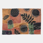 抽象芸術幾何学円の形状と葉 | キッチンタオル (横)