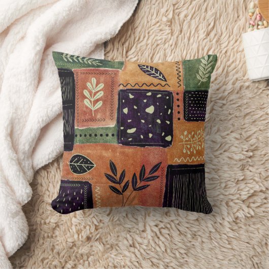 抽象芸術幾何学円の形状と葉 | クッション (ブランケット)