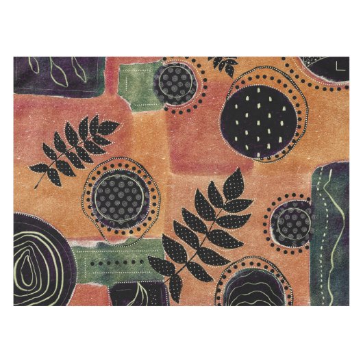 抽象芸術幾何学円の形状と葉 | テーブルクロス (正面(横))