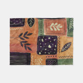 抽象芸術幾何学円の形状と葉 | フリースブランケット (正面(横))