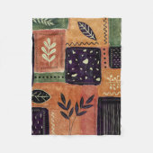 抽象芸術幾何学円の形状と葉 | フリースブランケット (正面)