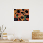 抽象芸術幾何学円の形状と葉 | ポスター (キッチン)