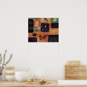 抽象芸術幾何学円の形状と葉 | ポスター (キッチン)