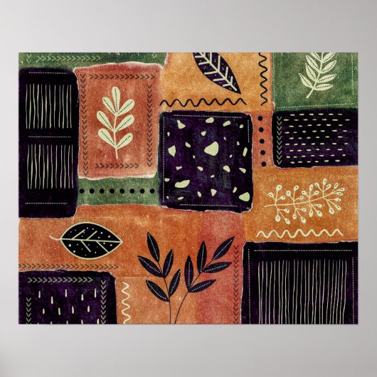 抽象芸術幾何学円の形状と葉 | ポスター (正面)