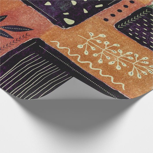 抽象芸術幾何学円の形状と葉 | ラッピングペーパー (角)