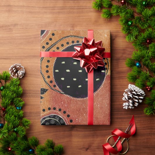 抽象芸術幾何学円の形状と葉 | ラッピングペーパー (クリスマスギフト)