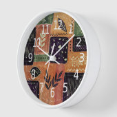 抽象芸術幾何学円の形状と葉 | 壁時計 (傾斜)