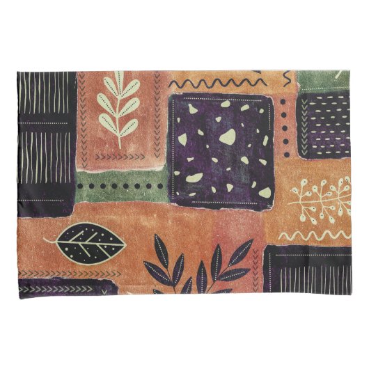 抽象芸術幾何学円の形状と葉 | 枕カバー (正面右)