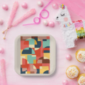 抽象芸術幾何学円の背景 ペーパープレート (パーティー)