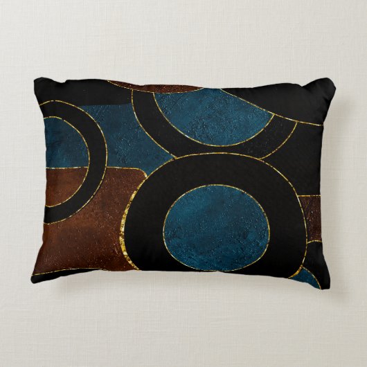 抽象芸術幾何学円金ゴールドグリッター箔 | アクセントクッション (裏面)
