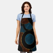 抽象芸術幾何学円金ゴールドグリッター箔 | エプロン (着用した状態)