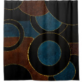 抽象芸術幾何学円金ゴールドグリッター箔 | シャワーカーテン (正面)