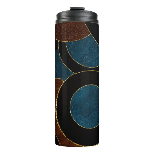 抽象芸術幾何学円金ゴールドグリッター箔 | タンブラー (正面)