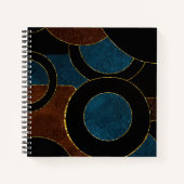 抽象芸術幾何学円金ゴールドグリッター箔 | ノートブック (正面)
