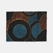 抽象芸術幾何学円金ゴールドグリッター箔 | フリースブランケット (正面(横))