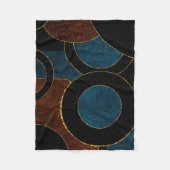 抽象芸術幾何学円金ゴールドグリッター箔 | フリースブランケット (正面)