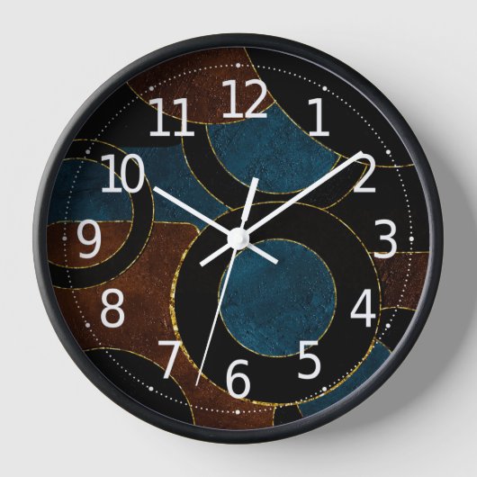 抽象芸術幾何学円金ゴールドグリッター箔 | 壁時計 (正面)