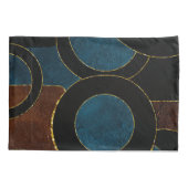 抽象芸術幾何学円金ゴールドグリッター箔 | 枕カバー (裏面-左)