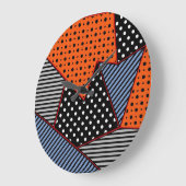 抽象芸術幾何学合成：オレンジブルーパター ラージ壁時計 (傾斜)