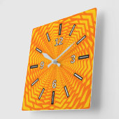 抽象芸術幾何学太陽のようなパターン正方形クロック スクエア壁時計 (傾斜)