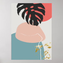 抽象芸術幾何学植物壁芸術ポスター