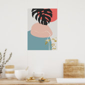 抽象芸術幾何学植物壁芸術ポスター ポスター (キッチン)