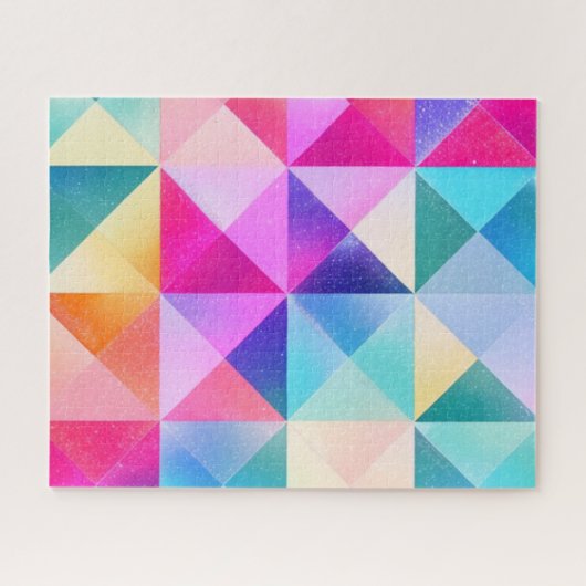 抽象芸術幾何学模様の正方形と三角形 ジグソーパズル (横)