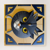 抽象芸術幾何学模様の猫 ジグソーパズル (横)