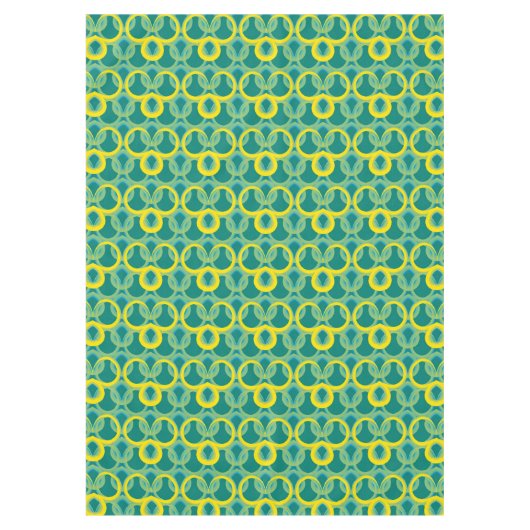 抽象芸術幾何学模様の黄緑 テーブルクロス (正面)