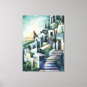 抽象芸術幾何学模様カイロスカイライン、ピラミッド キャンバスプリント (正面)