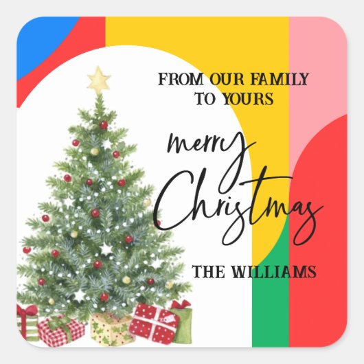 抽象芸術幾何学模様クリスマスエンベロープ スクエアシール (正面)