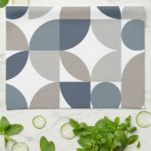 抽象芸術幾何学模様ネイビーブルーグレー キッチンタオル (折り畳み)