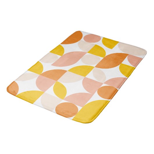 抽象芸術幾何学模様ピーチオレンジイエロー バスマット (アングル)