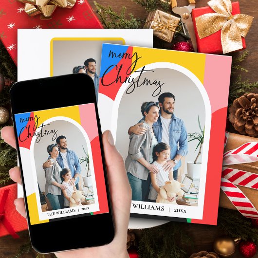 抽象芸術幾何学模様フォトメリークリスマス シーズンカード