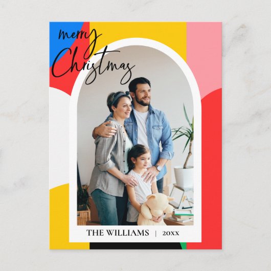 抽象芸術幾何学模様フォトメリークリスマス シーズンポストカード (正面)