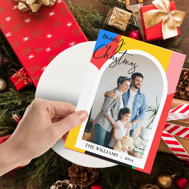 抽象芸術幾何学模様フォトメリークリスマス シーズンポストカード