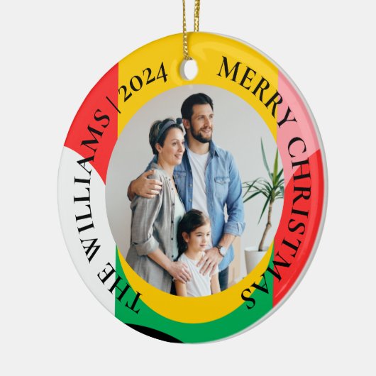 抽象芸術幾何学模様フォトメリークリスマス セラミックオーナメント (左)