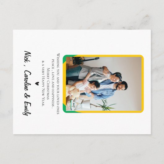 抽象芸術幾何学模様フォトメリークリスマス ポストカード (裏面)