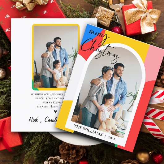 抽象芸術幾何学模様フォトメリークリスマス ポストカード