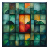 抽象芸術幾何学模様ブロックモダン- ポスター (正面)