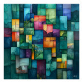 抽象芸術幾何学模様ブロック数々のアート – 色 ポスター (正面)