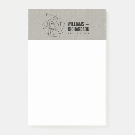 抽象芸術幾何学模様ロゴリネン/ブラック ポストイット (正面)