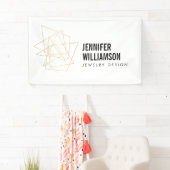 抽象芸術幾何学模様ロゴ(白/金ゴールド) 横断幕 (インサイチュ)