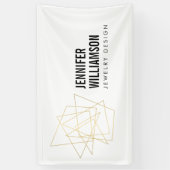 抽象芸術幾何学模様ロゴ(白/金ゴールド) 横断幕 (縦)