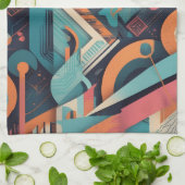 抽象芸術幾何学模様 – はっきりした図鮮やか形 キッチンタオル (折り畳み)