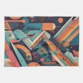 抽象芸術幾何学模様 – はっきりした図鮮やか形 キッチンタオル (横)