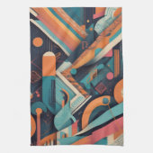 抽象芸術幾何学模様 – はっきりした図鮮やか形 キッチンタオル (縦)