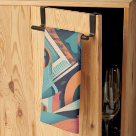 抽象芸術幾何学模様 – はっきりした図鮮やか形 キッチンタオル