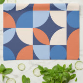 抽象芸術幾何学模様（オレンジ色） キッチンタオル (折り畳み)